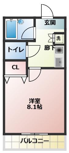 クレベール(1K/3階)の間取り写真