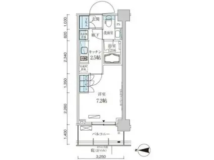 パークアクシス菊川ステーションゲート(1K/8階)の間取り写真
