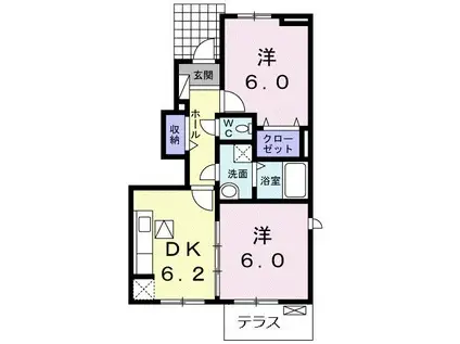 メゾン・ド・ユウナ(2DK/1階)の間取り写真