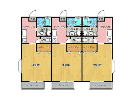 リバーサイド佐大前(1K/1階)の間取り写真