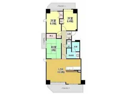 ウェルフォート幸川(3LDK/8階)の間取り写真