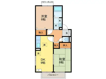 コーポラスITOII B棟(2DK/1階)の間取り写真