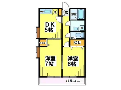 ベルメゾン彩(2DK/1階)の間取り写真