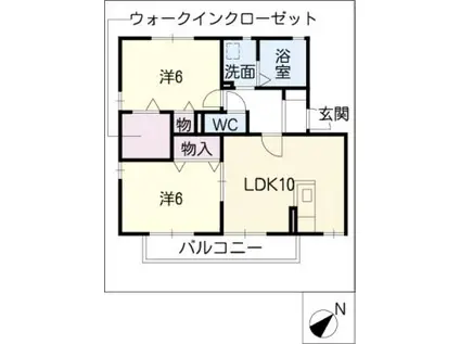 ブレナムB棟(2LDK/2階)の間取り写真