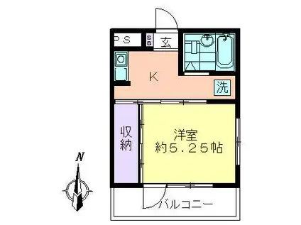 キャッスル萩山(1K/4階)の間取り写真