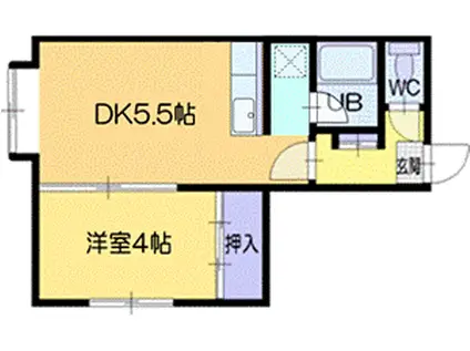 ハピネス21(1DK/1階)の間取り写真