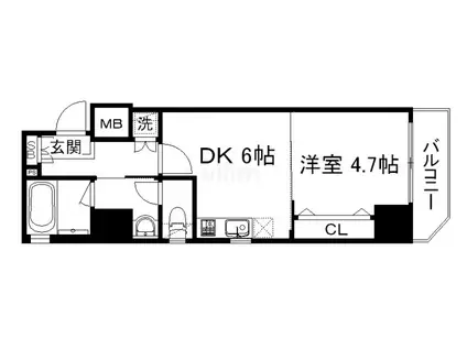 ベラジオ京都洛南II(1DK/2階)の間取り写真