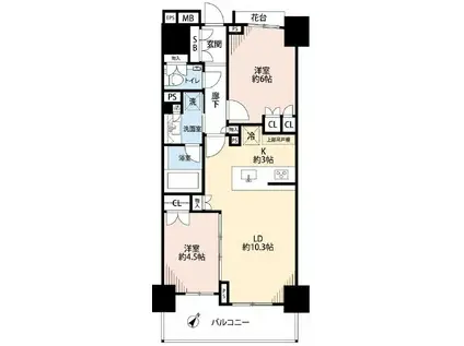 三田線 千石駅 5分 2LDK アクセス良好 4月入居可能(2LDK/8階)の間取り写真