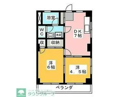 富士見マンション(2DK/4階)の間取り写真