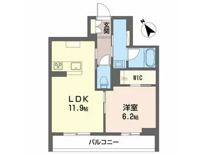 LULUBISIII美田園(1LDK/2階)の間取り写真