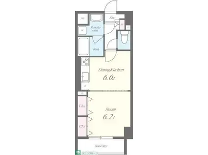 グランスカイ (1DK/6階)の間取り写真