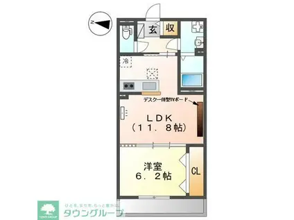 東武野田線 藤の牛島駅 徒歩1分 3階建 築1年(1LDK/3階)の間取り写真