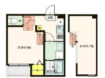 ハーモニーテラス若林III(1K/2階)の間取り写真
