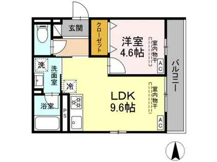 CHARM高倉(1LDK/2階)の間取り写真
