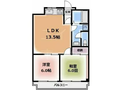 メゾン・ド・フォンテーヌ(2LDK/4階)の間取り写真