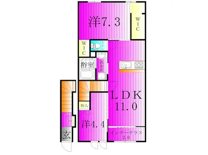 知庵ちあん(2LDK/2階)の間取り写真