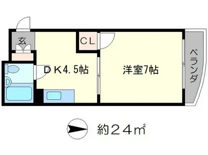 ロータスクラタ(1DK/2階)の間取り写真