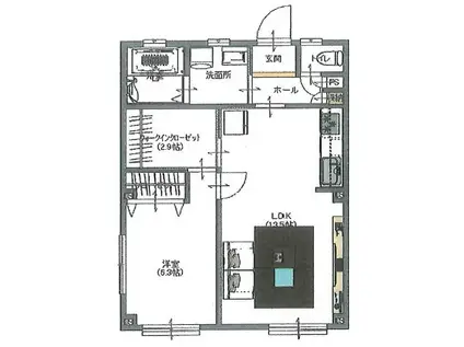 江原マンション(1LDK/1階)の間取り写真