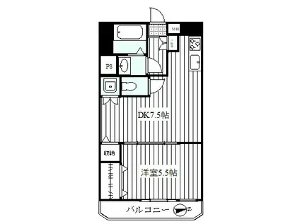 第5コーポサンキョー(1DK/3階)の間取り写真