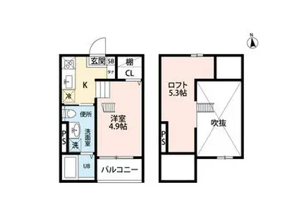 ALLONGE(ワンルーム/1階)の間取り写真