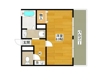 ルナ江坂(1K/2階)の間取り写真