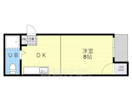 西原ビル(1DK/3階)の間取り写真