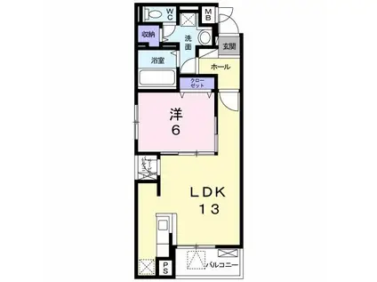 プラチナスペース(1LDK/2階)の間取り写真