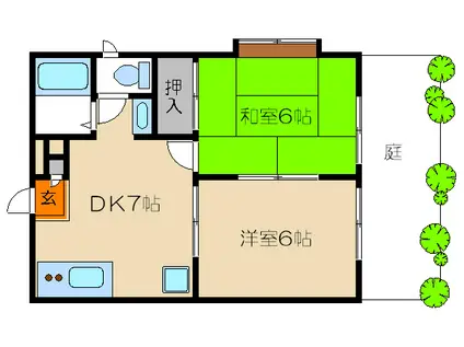 SEA OAKSIIIII(2DK/1階)の間取り写真