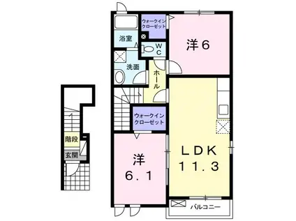 エステート松山A(2LDK/2階)の間取り写真