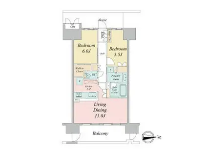 ラフィシア上前津(2LDK/4階)の間取り写真