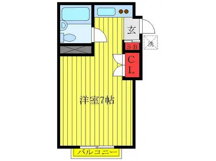 ドミールいなば(ワンルーム/2階)の間取り写真