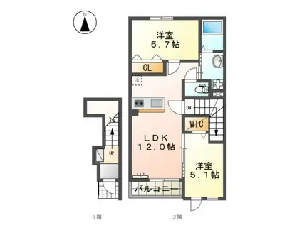 CASA ESTE唐津A(2LDK/2階)の間取り写真