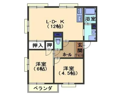 ヒルサイドハイツ(2LDK/2階)の間取り写真