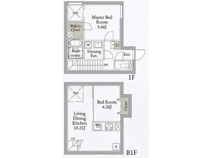 ライブフラット高田馬場(2LDK/1階)の間取り写真