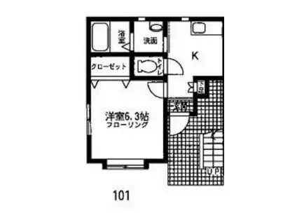 ベルUハイム(1K/1階)の間取り写真