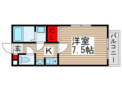 サンコート江戸川台(1K/1階)の間取り写真
