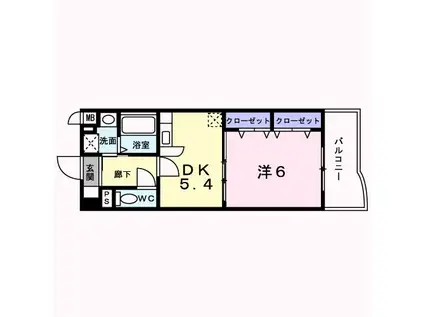 プラシード カーサ(1DK/5階)の間取り写真