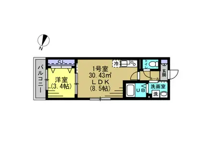 ロワール(1LDK/2階)の間取り写真