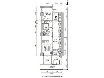 東雲キャナルコートCODAN21号棟(1SLDK/8階)の間取り写真