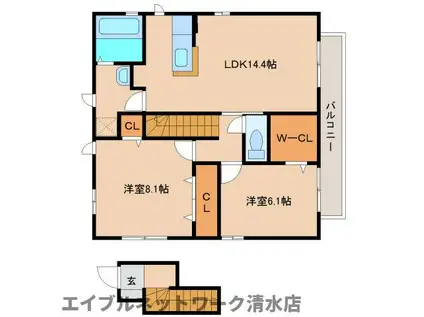 アンスヴァータI(2LDK/2階)の間取り写真