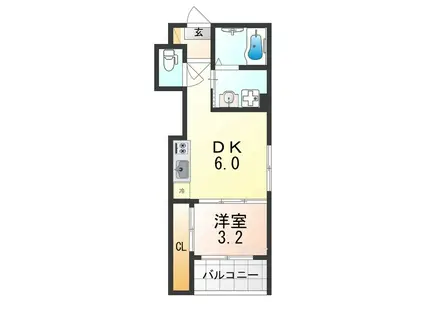GRANSTELLA 帝塚山(1DK/2階)の間取り写真