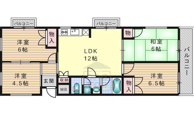 ゼンコウコーポラス6号館(4LDK/3階)の間取り写真