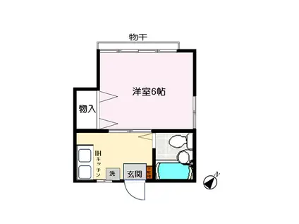 ハイムS(1K/2階)の間取り写真