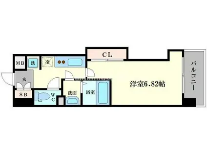 ラグゼ難波西II(1K/4階)の間取り写真