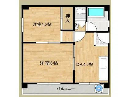 嶋田パールハイツ(2DK/3階)の間取り写真