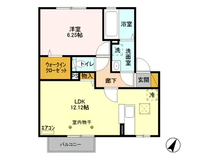 メール・ド・ルミエールB 川原田町(1LDK/1階)の間取り写真