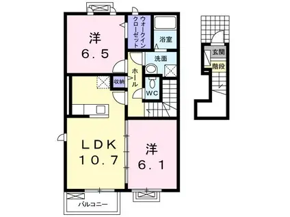 ティーモードA(2LDK/2階)の間取り写真