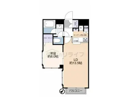 ファーストシーン両国レジデンス(1LDK/8階)の間取り写真