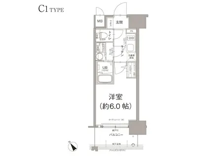 エスリード大阪デュアルゲート(1K/10階)の間取り写真