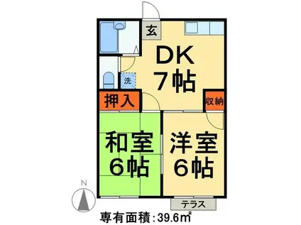 ハイツ久保平賀(2DK/1階)の間取り写真